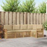  Set vanjskih sofa 5 pcs Bijela i bež 247 x 128,5 x 73 cm | shoptok.hr
