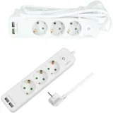 produžni kabl 3 mesta, 2 USB, prekidač, 1.5m, beli ( 4782 )