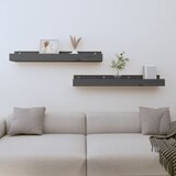  Zidne police 2 kom sive 80x12x9 cm od masivne borovine | shoptok.hr