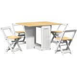  5-dijelni blagovaonski set Corona sklopivi bijeli od borovine | shoptok.hr