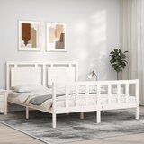 Maison Chic Posteljni okvir - Dvoposteljna postelja - Zakonska postelja brez vzmetnice bel 160x200 cm trdna borovina-J3579, (21765569) | Shoptok.si