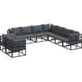  Vrtna sedežna garnitura z blazino 9 pcs Črna Aluminij - - črna - 93.95 - 283 x 283 x 71 cm - | Shoptok.si