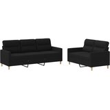  2-dijelni set sofa s jastucima crni od tkanine | shoptok.hr