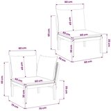  2 kom. Vrtni Lounge Set s Jastučićima Prirodna - Crna i krem bijela Kutna sofa + srednja sofa | shoptok.hr