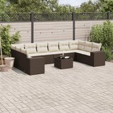 Maison Chic Seti vrtnega pohištva - Vrtna garnitura - Vrtni pohištvo set 11-delna z blazinami rjava poli ratan, (21815656) | Shoptok.si