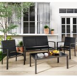 Baštenska garnitura set dvosed+stolice+sto crna Milano 24-SA01901