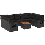  10-dijelni set vrtnih sofa s jastucima crni od poliratana | shoptok.hr