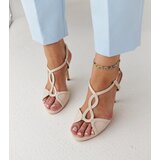 Gemre Beige patent high-heeled sandals Vappu | Shoptok.si