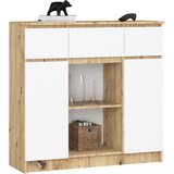 AKORD Komoda, 2 Vrata, 3 Predali In 1 Polica, Hrast Artisan/Bela, (5000332289) | Shoptok.si