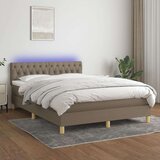 vidaXL Box spring postelja z vzmetnico LED taupe 140x200 cm blago | Shoptok.si