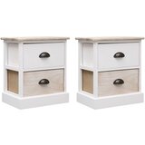vidaXL Nočne omarice 2 kosa bele in naravne 38x28x45 cm les pavlovnije Cene