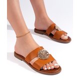 Shelvt Elegant women's camel flip-flops | Shoptok.si