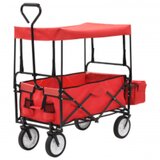 The Living Store Zložljiv ročni voziček s streho jeklen rdeč - Ročni Voziček, (21660815) | Shoptok.si