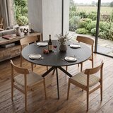  Okrugli blagovaonski stol za 4 osobe kuhinjski stol u industrijskom stilu s čeličnim nogama za blagovaonicu kuhinju crni | shoptok.hr
