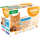 IAMS 42 + 6 gratis! 48 x 85 g mokra mačja hrana - Delights Adult: Sea Mix v želeju | Shoptok.si