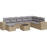 Maison Chic Seti vrtnega pohištva - Vrtna garnitura 9-delna z blazinami bež poli ratan, (21797077) | Shoptok.si