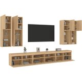  7-dijelni set zidnih TV ormarića LED boja hrasta sonome | shoptok.hr