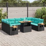  10-dijelni set vrtnih sofa s jastucima crni poliratana bagrem | shoptok.hr