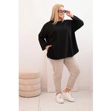 Kesi Włoski Plus Size women's blouse with cotton, featuring a pocket and rolled-up sleeves black | shoptok.hr