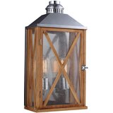 Elstead Lighting Elstead Zunanja stenska svetilka z 2 lučmi, srednja, naravni hrast IP44, E27, (22100214) | Shoptok.si
