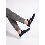 GOODIN Navy blue leather sneakers on a platform | shoptok.hr