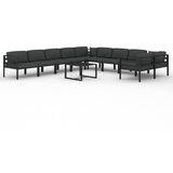  The Living Store Vrtna sedežna garnitura 11-delna z blazinami aluminij antracit - Vrtna Sedežna Garnitura, (21449656) | Shoptok.si