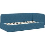 vidaXL Kotna postelja z vzmetnico z vzglavjem Modra 100 x 200 cm Žamet | Shoptok.si