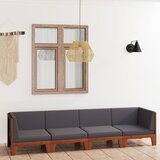 The Living Store Vrtna sedežna garnitura 4-delna z blazinami trden akacijev les - Vrtna Počivalna Garnitura, (21472471) | Shoptok.si