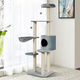  Mačka drvo s stupovima prekrivenim plišom i ležaljkom (siva) dim. 144 cm | shoptok.hr