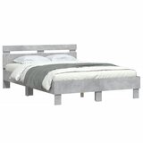  Okvir kreveta s uzglavljem siva boja betona 135x190 cm drveni | Eponuda.com