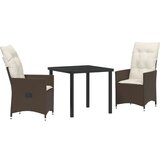  3-delni vrtni jedilni set z blazinami Rjav poli ratan, (22087069) | Shoptok.si
