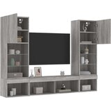  5-dijelni zidni TV elementi s LED svjetlima boja sivog hrasta | shoptok.hr