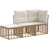  Set vanjskih sofa s jastukom 3 pcs Prirodna Poliester - Prirodna | shoptok.hr