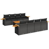  9-dijelni set vrtnih sofa s jastucima crni od poliratana | shoptok.hr