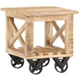 vidaXL Stranska mizica s kolesi 40x40x42 cm robusten mangov les Cene
