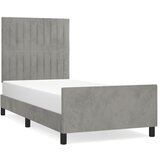 The Living Store Posteljni okvir z vzglavjem svetlo siv 90x190 cm žamet - Posteljni Okvir Z Vzglavjem, (21491641) | Shoptok.si