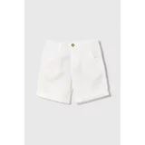 United Colors Of Benetton Otroške lanene kratke hlače bela barva