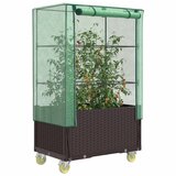 vidaXL Visoka greda s prevleko in kolesi videz ratana 80x50x182 cm Cene