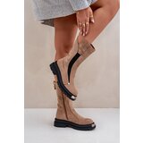 Boto Fleece-Lined Flat Heel Boots Beige Palimra | Shoptok.si