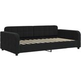  Dnevni krevet na razvlačenje s ladicama crni 100x200 cm baršun | shoptok.hr