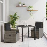 vidaXL Vrtni set za objed 3 pcs Siva poliratan Cijene