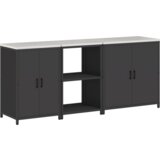 vidaXL Set za kuhinjsku pohranu s policom Ostalo s pohranom s vratima 3 pcs Crna 210 x 50 x 92 cm | shoptok.hr