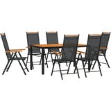  7-dijelni vrtni blagovaonski set crno-smeđi aluminijski | shoptok.hr