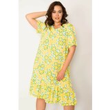 Şans Women's Plus Size Yellow Woven Viscose Fabric Layered Skirt Cene