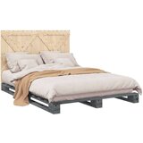 vidaXL Posteljni okvir z vzglavjem siv 160x200 cm trdna borovina | Shoptok.si