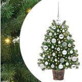 vidaXL Umjetno božićno drvce s 150 LED svjetlima Zelena 75 cm PE i PVC - 75 cm s LED-ima i srebrnim kuglicama Cijene