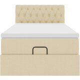 vidaXL Otomanski posteljni okvir z vzmetnico krem 80x200 cm blago, (21611272) | Shoptok.si