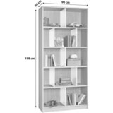 Novel regal 90/198/38 cm bela, barve hrasta | Shoptok.si