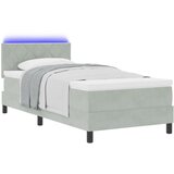 vidaXL Box Spring Postelja z Vzmetnico in LED Osvetlitvijo Svetlo Siva 90x190 cm Žamet Cene