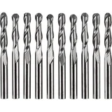 2 Flute Round Head End Mills - Set of 10, 3.175 mm